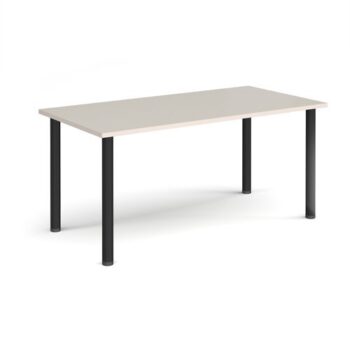 Rectangular black radial leg meeting table 1600mm x 800mm Light Grey - DRL1600-K-LG