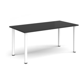 Rectangular white radial leg meeting table 1600mm x 800mm Black - DRL1600-WH-BK