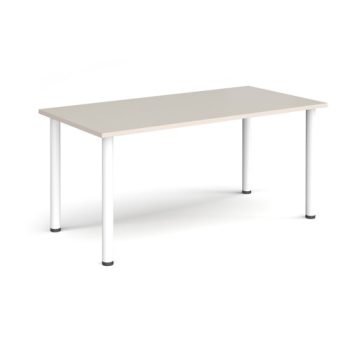 Rectangular white radial leg meeting table 1600mm x 800mm Light Grey - DRL1600-WH-LG