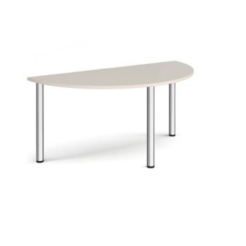 Semi circular chrome radial leg meeting table 1600mm x 800mm Light Grey - DRL1600S-C-LG