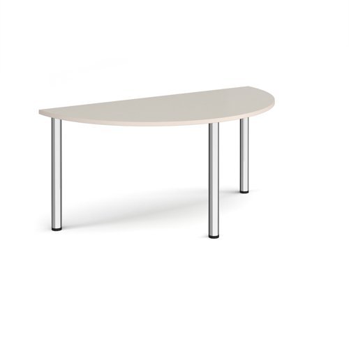 Semi circular chrome radial leg meeting table 1600mm x 800mm Light Grey - DRL1600S-C-LG