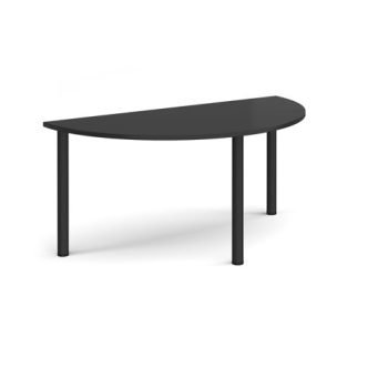 Semi circular chrome radial leg meeting table 1600mm x 800mm Black - DRL1600S-K-BK