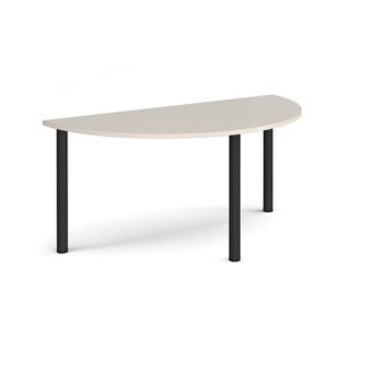 Semi circular chrome radial leg meeting table 1600mm x 800mm Light Grey - DRL1600S-K-LG