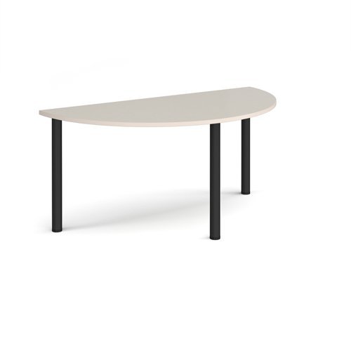 Semi circular chrome radial leg meeting table 1600mm x 800mm Light Grey - DRL1600S-K-LG