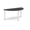 Semi circular silver radial leg meeting table 1600mm x 800mm Black - DRL1600S-S-BK