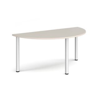 Semi circular silver radial leg meeting table 1600mm x 800mm Light Grey - DRL1600S-S-LG