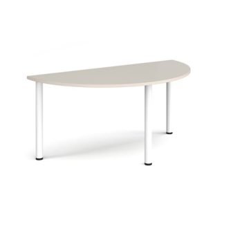 Semi circular white radial leg meeting table 1600mm x 800mm Light Grey - DRL1600S-WH-LG