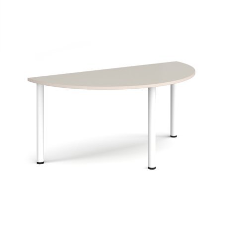 Semi circular white radial leg meeting table 1600mm x 800mm Light Grey - DRL1600S-WH-LG