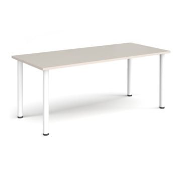 Rectangular white radial leg meeting table 1800mm x 800mm Light Grey - DRL1800-WH-LG
