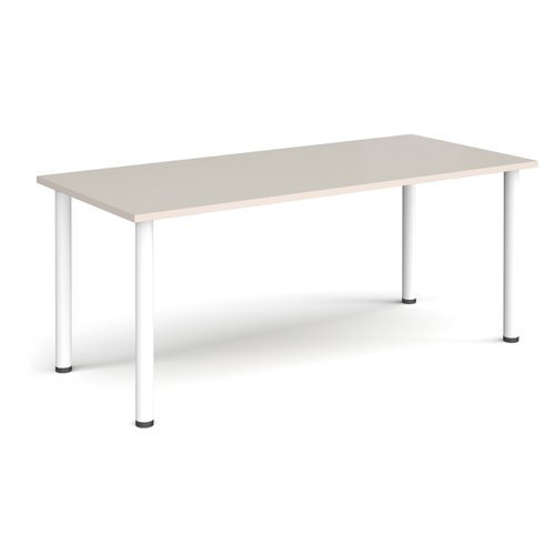 Rectangular white radial leg meeting table 1800mm x 800mm Light Grey - DRL1800-WH-LG