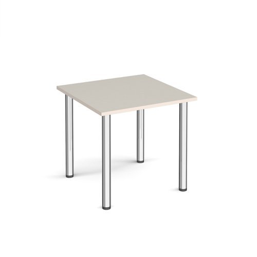 Square chrome radial leg meeting table 800mm x 800mm Light Grey - DRL800-C-LG