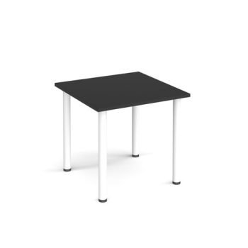 Rectangular white radial leg meeting table 800mm x 800mm Black - DRL800-WH-BK