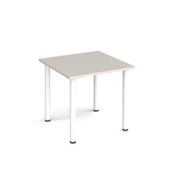 Rectangular white radial leg meeting table 800mm x 800mm Light Grey - DRL800-WH-LG