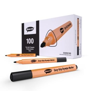 Show-me Easy-Grip Triangular Drywipe 100 Black Markers