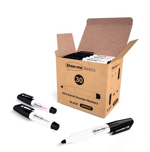 Show-me Basics Mini Drywipe 30 Black Markers