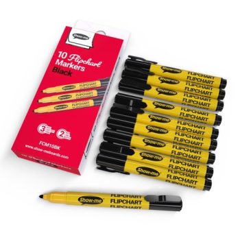 Show-me Flipchart Markers Black - Box 10