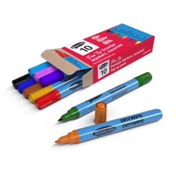 Show-me Slim Barrel Fine 10 Drywipe Markers 10 Assorted Colours