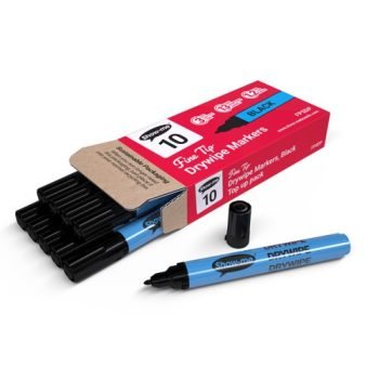 Show-me Slim Barrel Fine Drywipe Markers Black 10 Classpack