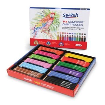 Swash Komfigrip Giant Colouring Pencils Classpack Assorted Colours - Box 144
