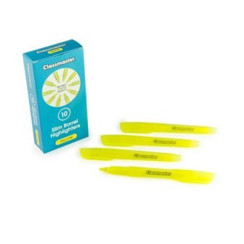 Classmaster Slim Barrel Highlighters Yellow - Box 10