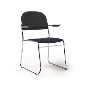 Jive stacking armchair with chrome frame in black fabric - JIV301C-K