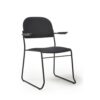Jive stacking armchair with black frame in black fabric  - JIV301K-K