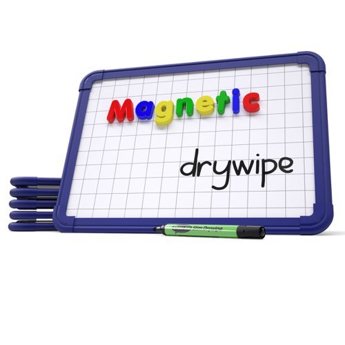 Show-me Magnetic Blue Framed Whiteboards A4+ 350x250mm Gridded and Plain - Pack 6