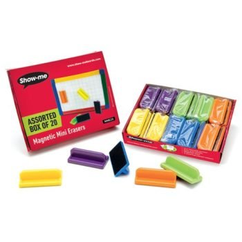 Show-me Mini Magnetic Whiteboard Erasers Assorted Colours - Pack 20