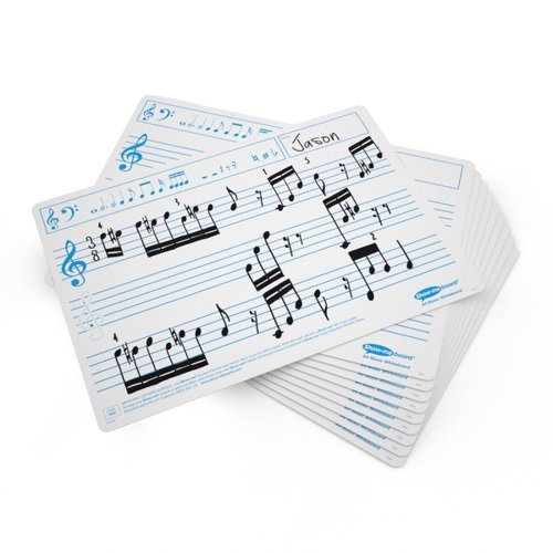Show-me A4 Whiteboards Music Ruled and Plain - Pack 10