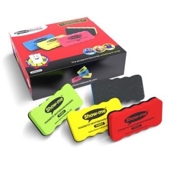 Show-me Magnetic Whiteboard Erasers Assorted Colours - Pack 24