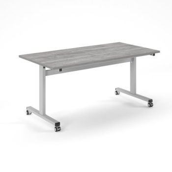 Pro flip table 1600x 800 silver frame grey oak top - PROFL16-S-GO