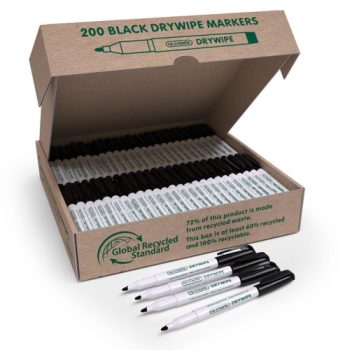 Re:create Recycled Black Drywipe Markers Bullet Tip - Box 200