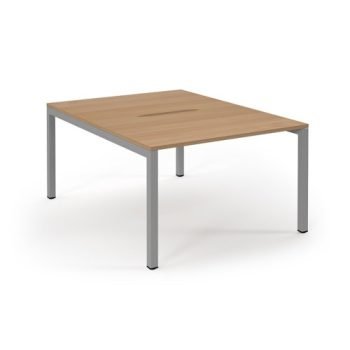 Connex back to back desks 1200mm x 1600mm silver frame beech top - SCO1216-S-B