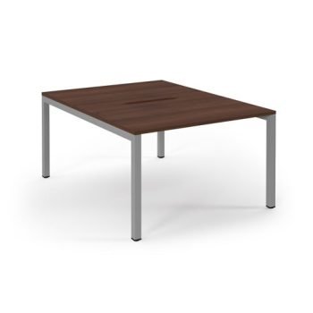 Connex back to back desks 1200mm x 1600mm silver frame walnut top - SCO1216-S-W