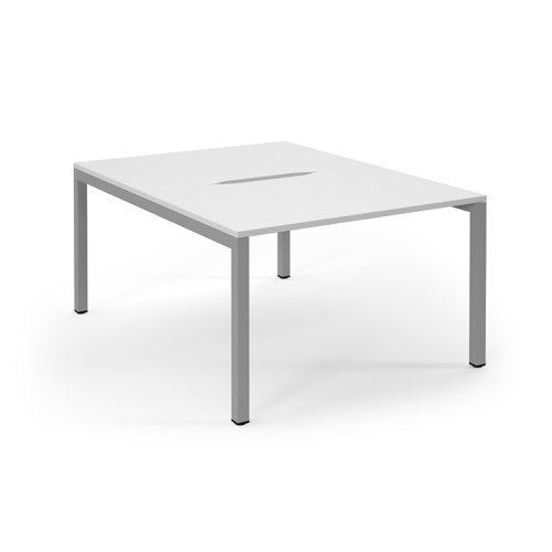 Connex back to back desks 1200mm x 1600mm silver frame white top - SCO1216-S-WH