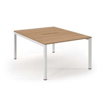 Connex back to back desks 1200mm x 1600mm white frame beech top - SCO1216-WH-B