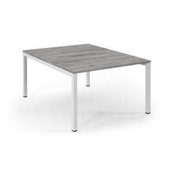 Connex back to back desks 1200mm x 1600mm white frame grey oak top - SCO1216-WH-GO