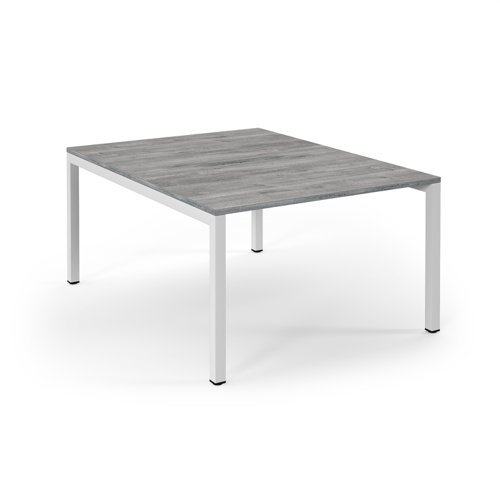 Connex back to back desks 1200mm x 1600mm white frame grey oak top - SCO1216-WH-GO
