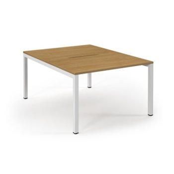 Connex back to back desks 1200mm x 1600mm white frame oak top - SCO1216-WH-O