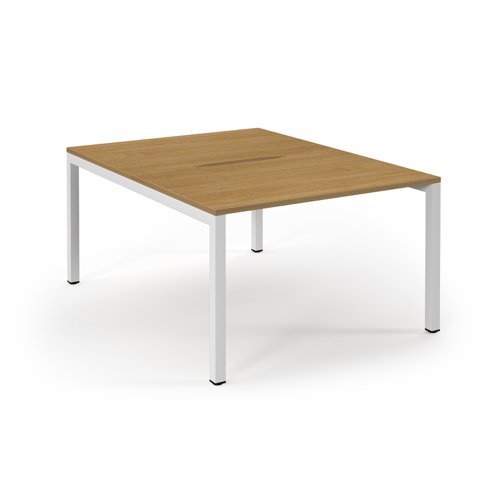 Connex back to back desks 1200mm x 1600mm white frame oak top - SCO1216-WH-O