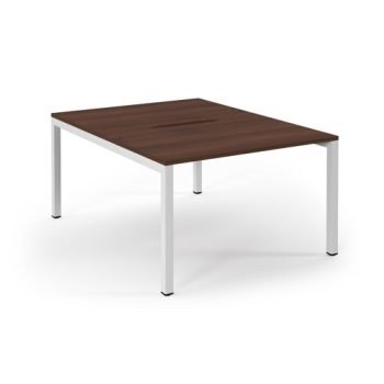 Connex back to back desks 1200mm x 1600mm white frame walnut top - SCO1216-WH-W
