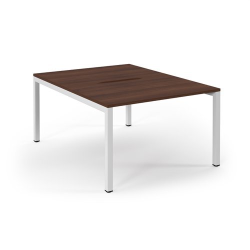 Connex back to back desks 1200mm x 1600mm white frame walnut top - SCO1216-WH-W