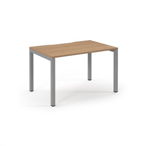 Connex single desk 1200mm x 800mm silver frame beech top - SCO128-S-B