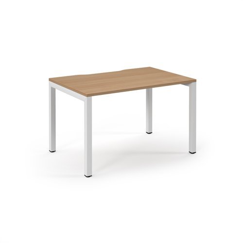 Connex single desk 1200mm x 800mm white frame beech top - SCO128-WH-B