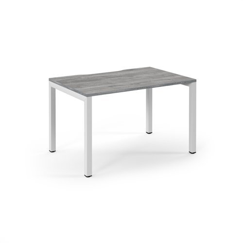 Connex single desk 1200mm x 800mm white frame grey oak top - SCO128-WH-GO