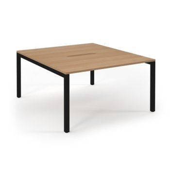 Connex back to back desks 1400mm x 1600mm black frame beech top - SCO1416-K-B
