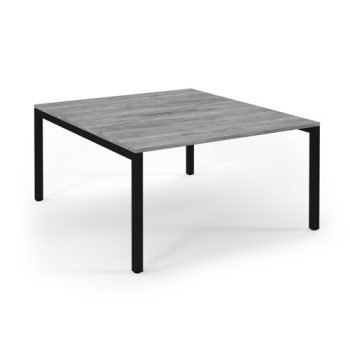 Connex back to back desks 1400mm x 1600mm black frame grey oak top - SCO1416-K-GO