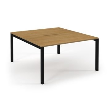 Connex back to back desks 1400mm x 1600mm black frame oak top - SCO1416-K-O