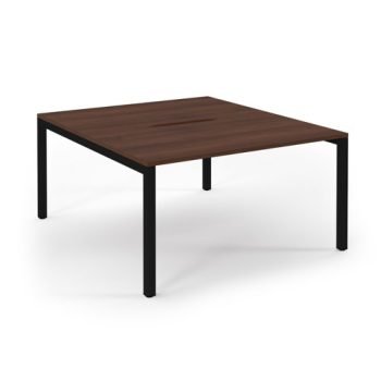 Connex back to back desks 1400mm x 1600mm black frame walnut top - SCO1416-K-W