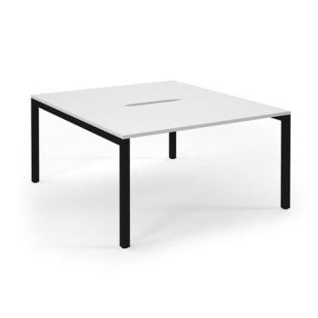 Connex back to back desks 1400mm x 1600mm black frame white top - SCO1416-K-WH